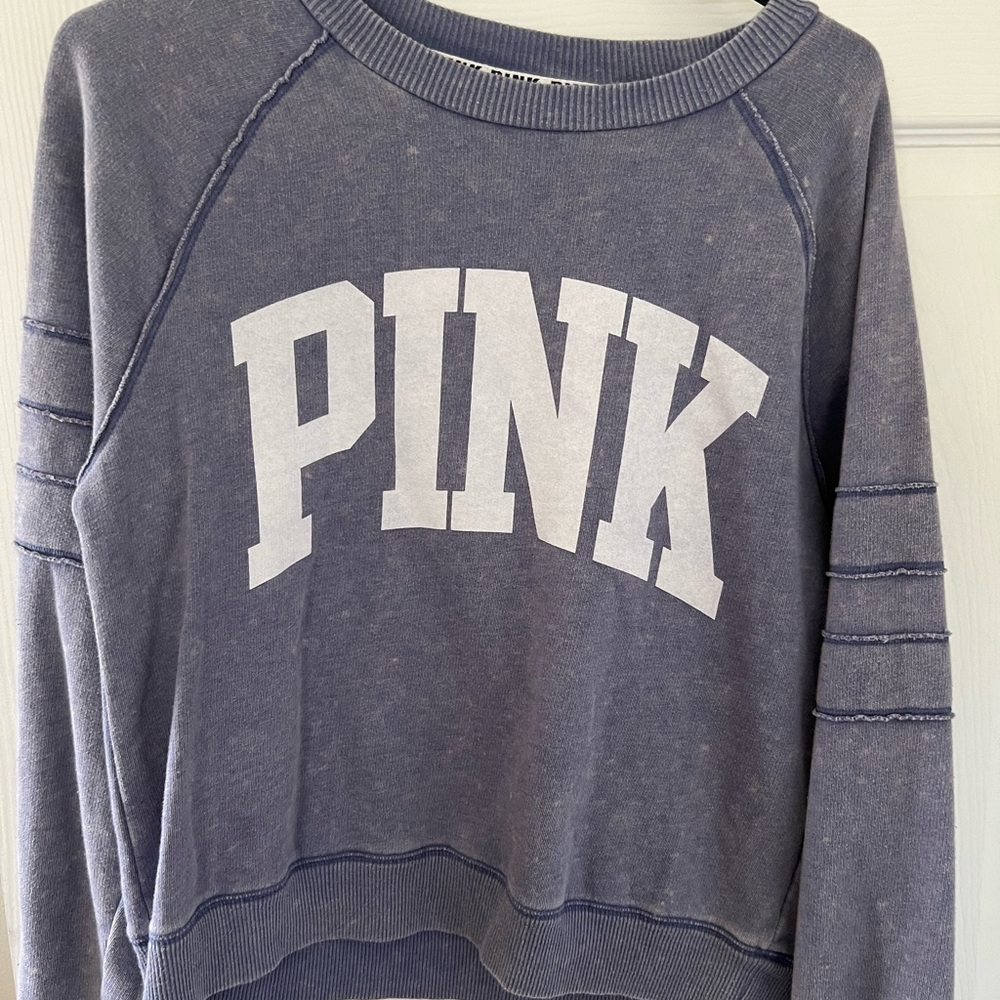 Pink Logo Blue Sweatshirt